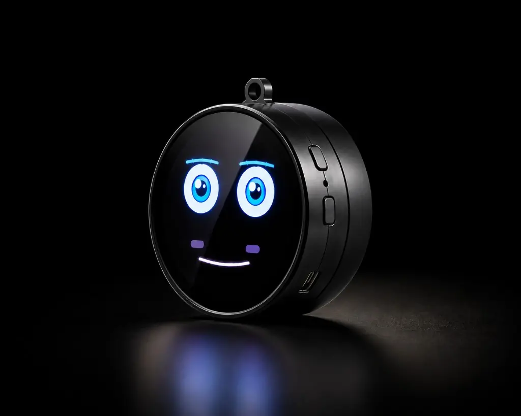 Bandhu, a circular voice-first AI companion with a glowing digital face
